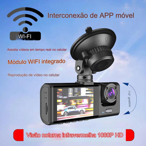 Wifi Automotivo Câmera Frontal Interna Ré Grava Imagem E Som - Imagem 2