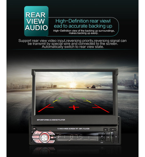 Rádio Automotivo Retrátil Automático De 1 Din De 7 - Imagem 6