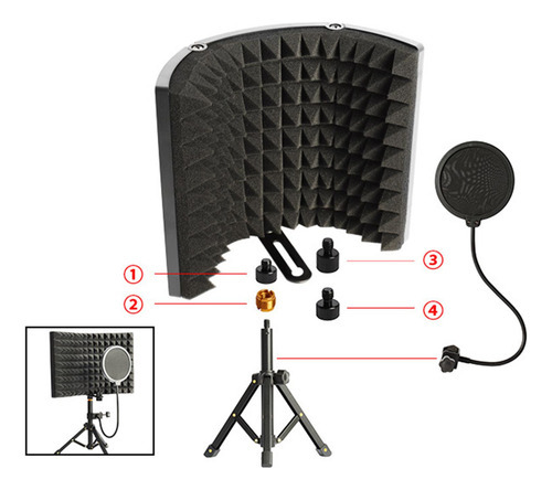 De Isolamento De Microfone De Gravação Com Suporte De - Imagem 8