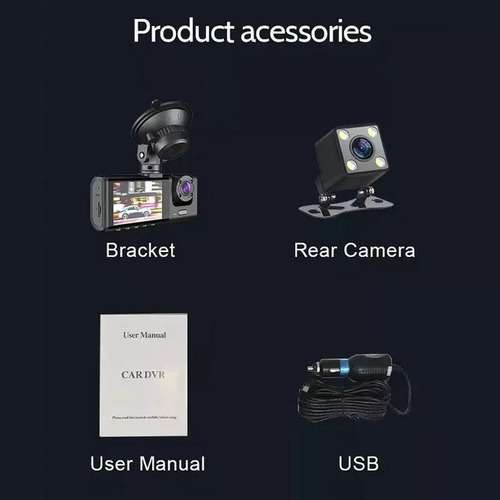 Dvr Automotivo Câmera Frontal Interna Ré Grava Imagem E Som* - Imagem 9