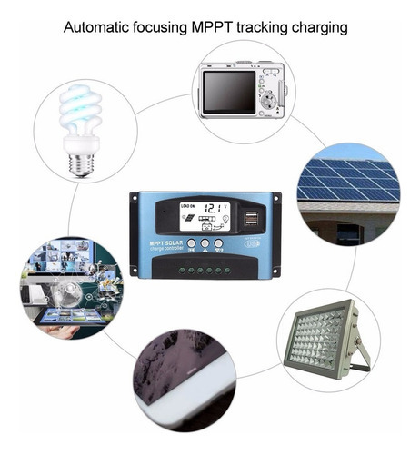 H Controlador De Carga Solar Com Display Led Mppt Pwm 100a - Imagem 6