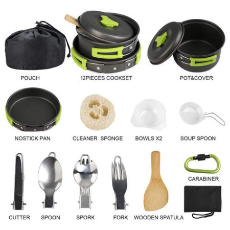 ^ Panelas Acampamento, 15pcs Mochila Engrenagem Caminhadas - Imagem 6