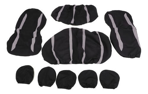 Capas Pretas, 9 Unidades, Kit Protetor De Capa De Assento, R - Imagem 3