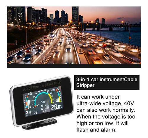 Instrumento Automotivo Lcd Car Temperature Truck 3 Em 1 Medi - Imagem 2