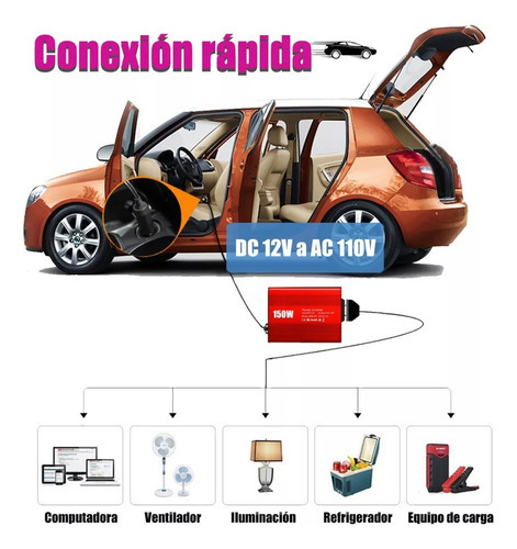 Inversor De Potência Para Carro 150w, 12v-110v A - Imagem 2