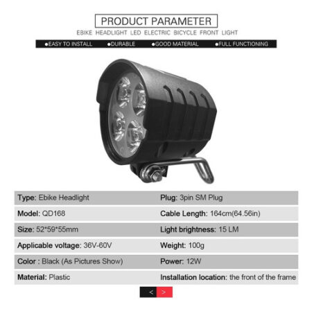 Zz Farol De Bicicleta Elétrica 36v-60v Escooter Lâmpada - Imagem 4