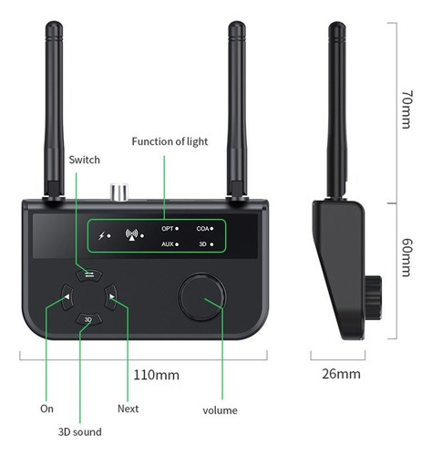. Adaptador Coaxial Óptico Do Receptor De Áudio Bluetooth - Imagem 3