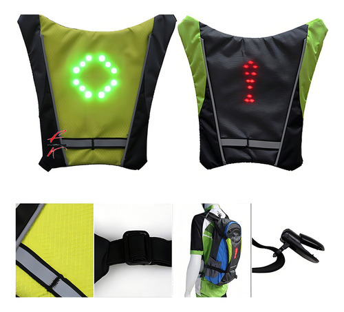 Colete Mochila Ciclismo Led Sinalização Bicicleta Seta Cor - Imagem 2