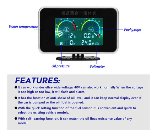 Medidor De Instrumentos Automotivos Car Voltage Digital 4 Em - Imagem 4