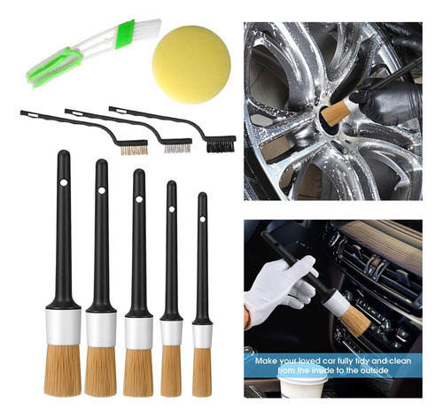 10x Premium Auto Detailing Brush Kits Motor De Roda Escova - Imagem 7