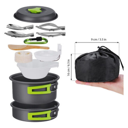 ^ Panelas Acampamento, 15pcs Mochila Engrenagem Caminhadas - Imagem 4