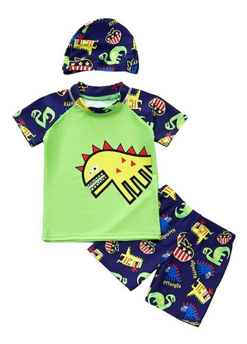 Fato De Banho Infantil Masculino Roupa De Dinossauro Verde M