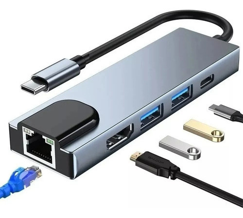 A Adaptador De Hub Tipo C 5 Em 1 Hdmi E Porta Usb Para Mac