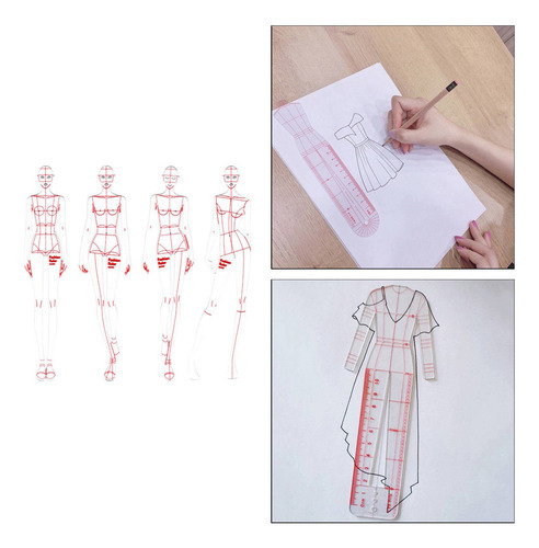 3x Desenho Conjunto De Régua Modelo De Desenho De Para - Imagem 4