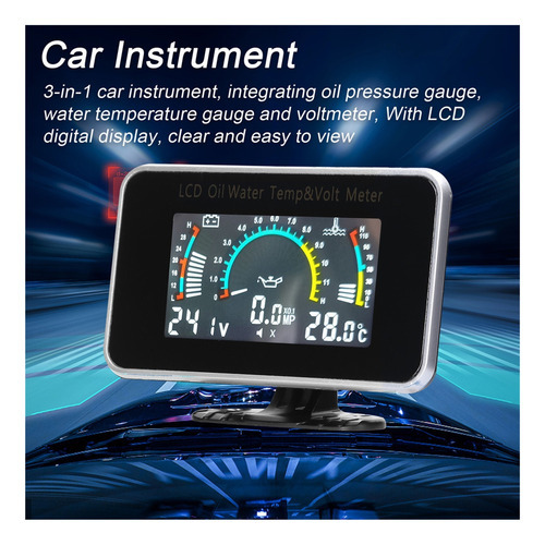 Instrumento Automotivo Lcd Car Temperature Truck 3 Em 1 Medi - Imagem 4