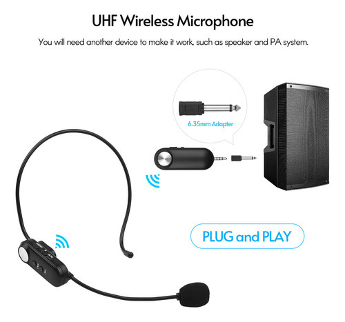 Fone De Ouvido Andoer Microfone Sem Fio Multiuso Uhf Wireles - Imagem 8