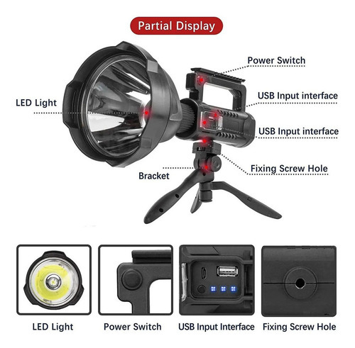 Lanterna Spotlight Recarregável Super Bright 90000 Lumens. - Imagem 3