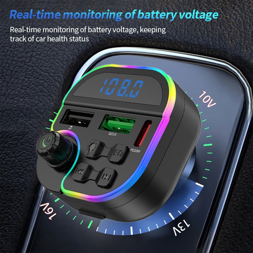 Transmissor Fm Hd Bluetooth 5.0, Rádio Automotivo Viva-voz M - Imagem 4