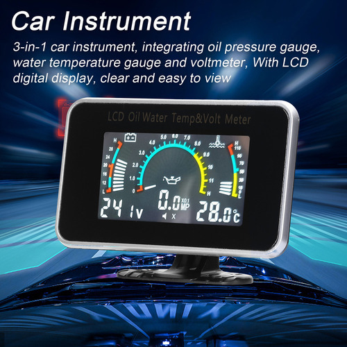 W Instrumento Automotivo Lcd Car Temperature Truck 3 Em 1 - Imagem 4