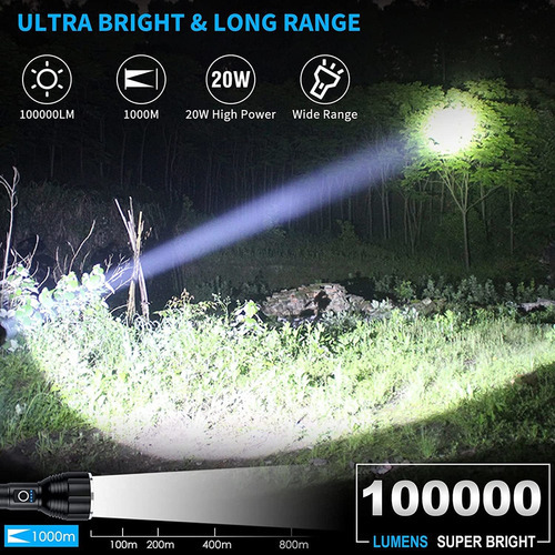 Lanternas 100000 Lumens Lanternas Táticas Recarregáveis - Imagem 2