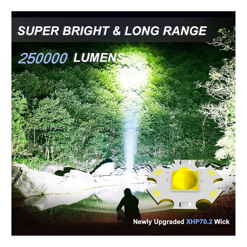 Zx Lanternas Led Recarregáveis Lanterna De 250000 Lúmens - Imagem 2