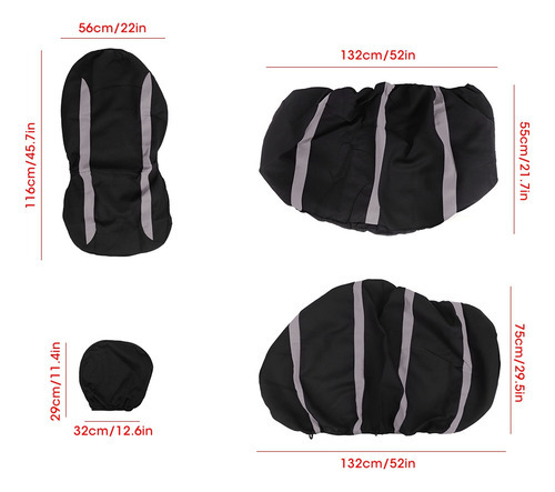 Capas Pretas, 9 Unidades, Kit Protetor De Capa De Assento, R - Imagem 5