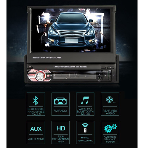 Rádio Automotivo Retrátil Automático De 1 Din De 7 - Imagem 7
