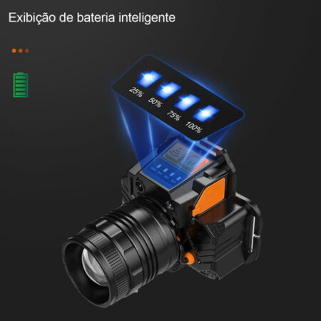 Lanterna De Cabeca Prova Dagua Farol De Cabeça Potente Forte - Imagem 8