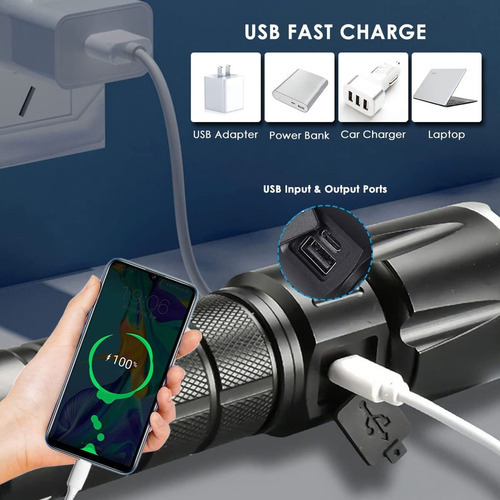 Lanternas Recarregáveis Táticas Super Bright 9000 Lumen - Imagem 3
