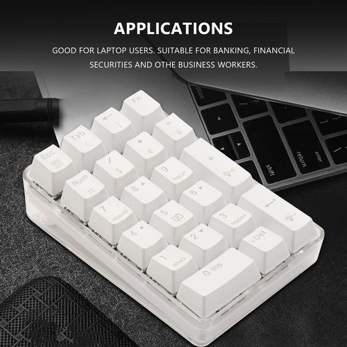 Teclado Numérico Mecânico Retroiluminado Branco De 21 Teclas - Imagem 3