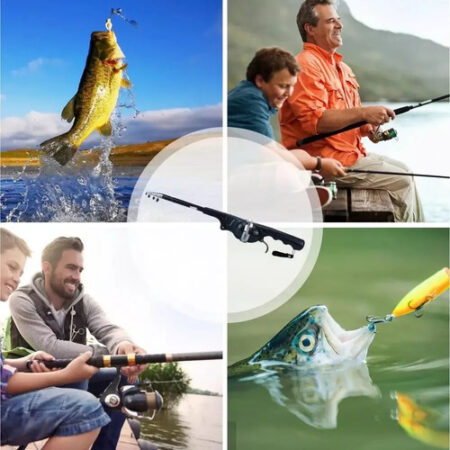 Mini Vara De Pesca Dobrável Portátil Com Carretel - Imagem 9