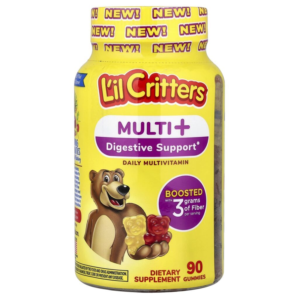 L'il Critters, Auxílio Multivitamínico e Digestivo, Gomas Multivitamínicas Diárias, Cereja Mastigável, Suco de Laranja, 90 Gomas
