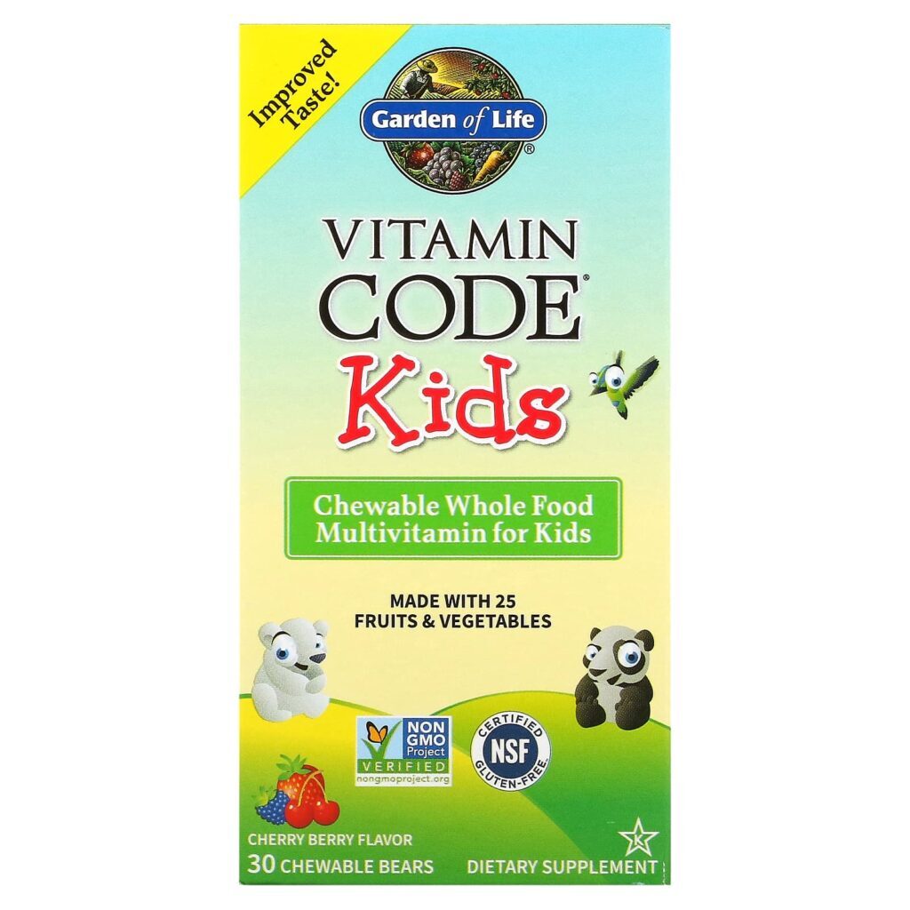 Garden of Life, Vitamin Code, Multivitamínico Mastigável de Alimentos Integrais para Crianças, Cereja, 30 Ursinhos Mastigáveis