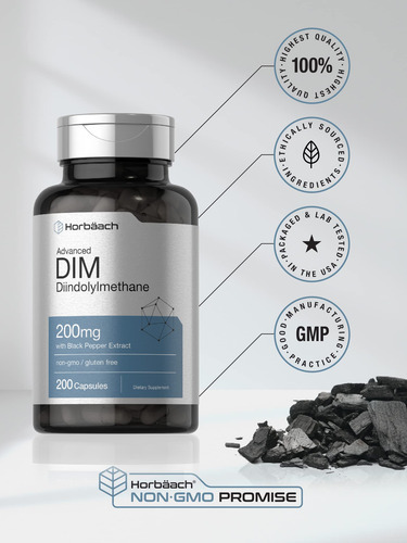 Suplemento Horbaach Dim 200 Mg Diindolilmetano 200 Cápsulas - Imagem 5