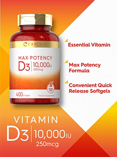 Suplemento Carlyle Vitamin D3 10000 Ui 400 Cápsulas Gelatino - Imagem 4