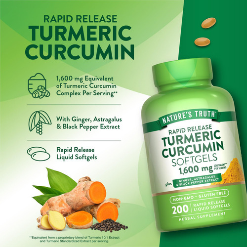 Suplemento Nature"s Truth Turmeric Curcumin Complex 200 Soft - Imagem 5
