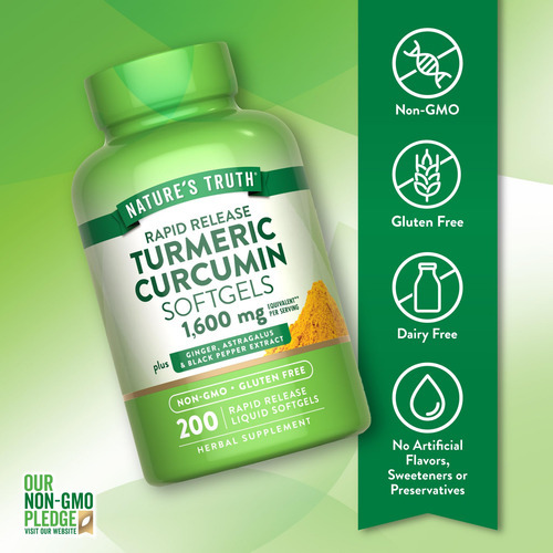 Suplemento Nature"s Truth Turmeric Curcumin Complex 200 Soft - Imagem 3