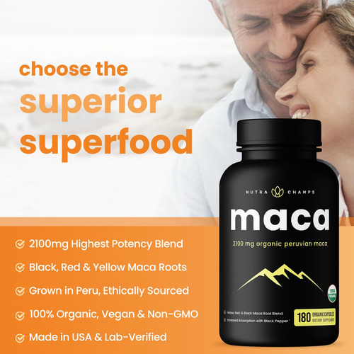 Suplemento De Raiz De Maca Orgânica Nutrachamps 2100 Mg 180 - Imagem 3