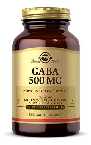 Suplemento Solgar Gaba 500mg 100 Cápsulas Vegetais