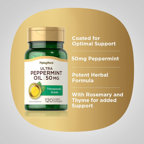 Suplemento De Óleo De Hortelã Piping Rock 50 Mg 120 Cápsulas - Imagem 4