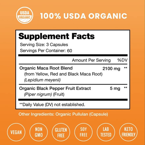 Suplemento De Raiz De Maca Orgânica Nutrachamps 2100 Mg 180 - Imagem 2