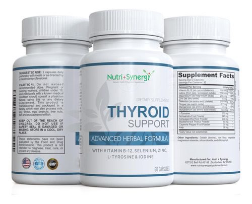 Suplemento Nutri + Synergy Thyroid Support 60 Cápsulas - Imagem 4