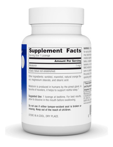Suplemento Source Naturals Melatonina 1 Mg 200 Pastilhas De - Imagem 2