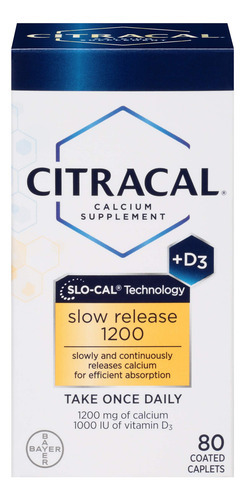 Suplemento De Cálcio Citracal Slow Release 1200 Com Vitamina