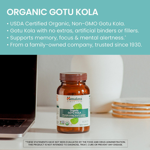 Suplemento Himalaya Organic Gotu Kola 650 Mg 90 Cápsulas - Imagem 3