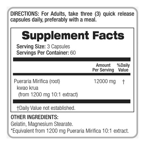Suplemento Fito Medic"s Lab Pueraria Mirifica 180 Cápsulas - Imagem 3