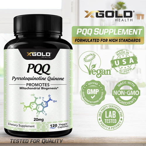 Suplemento X Gold Health Pqq, Cápsulas Vegetais De 20 Mg (12 - Imagem 4