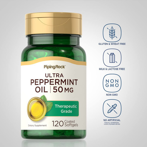Suplemento De Óleo De Hortelã Piping Rock 50 Mg 120 Cápsulas - Imagem 3