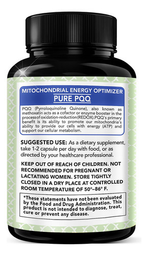 Suplemento X Gold Health Pqq, Cápsulas Vegetais De 20 Mg (12 - Imagem 3