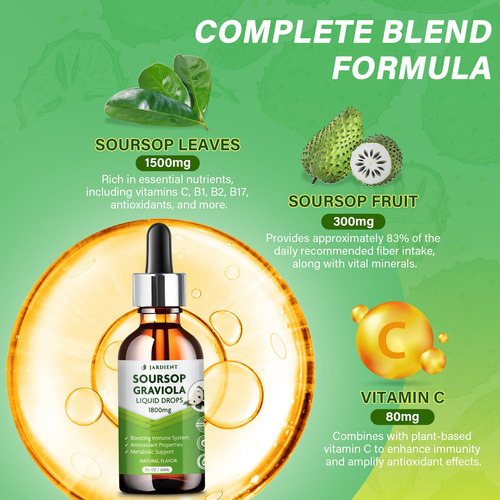 Suplemento Jardient Soursop Bitters Extract Liquid Oil 60ml - Imagem 4